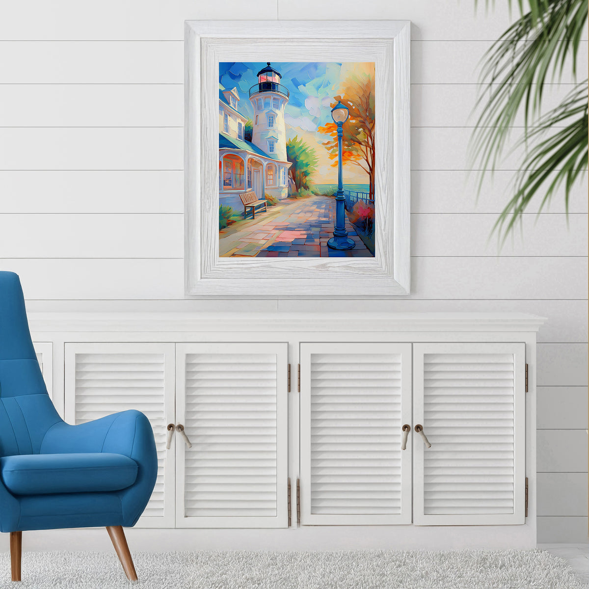Florida Lighthouse Waterfront Promenade | Canvas or Paper Art Print