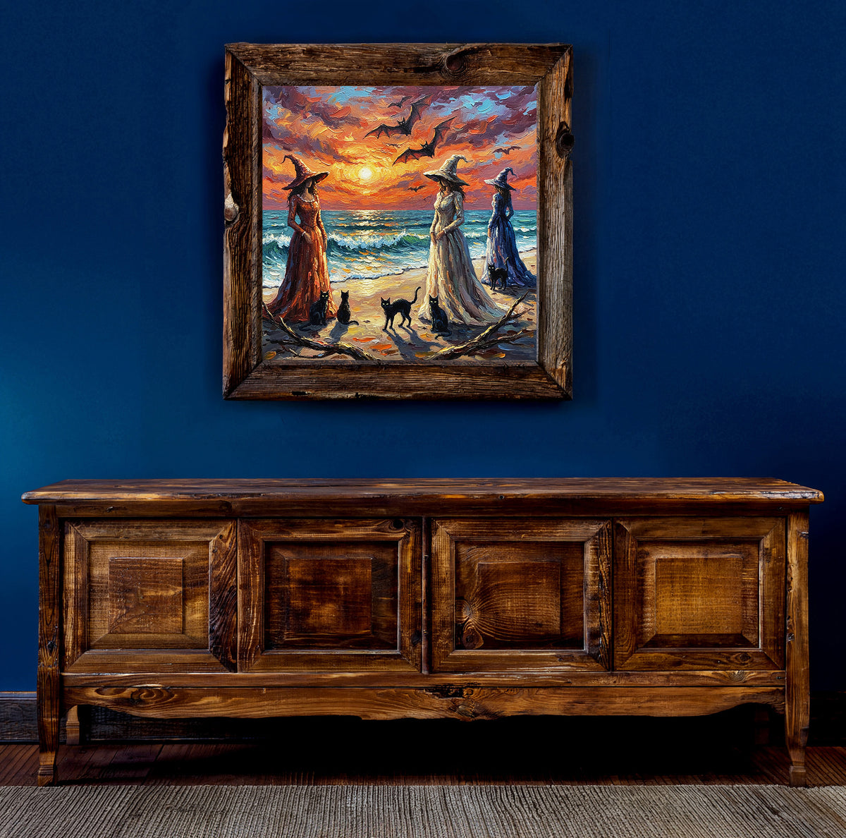 Three Witches by the Sea at Sunset | Canvas or Paper Art Print