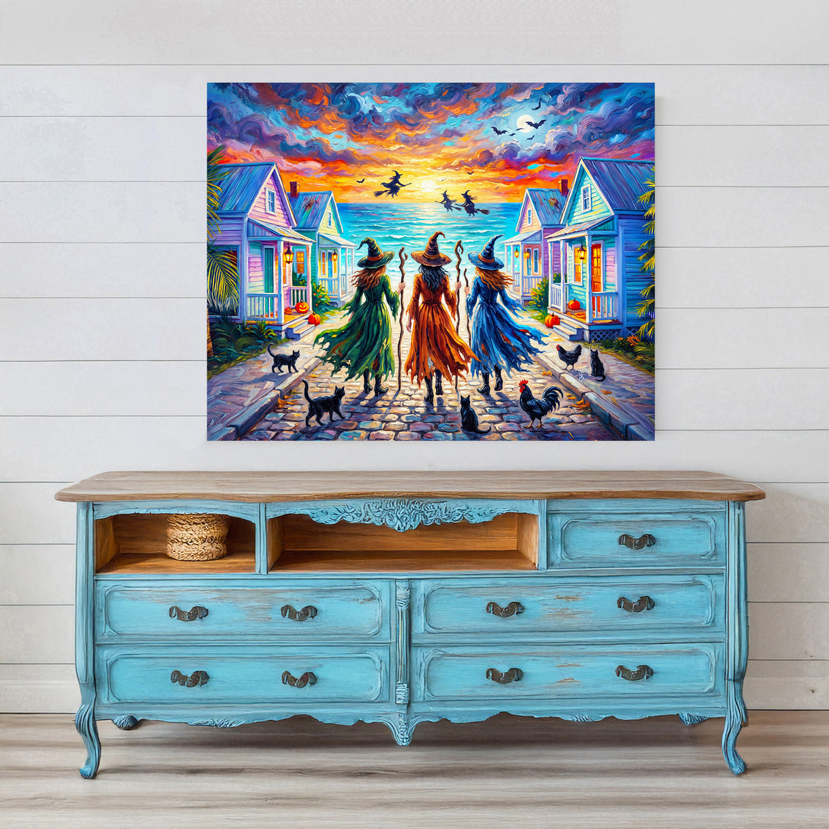 Key West Halloween Witches at Sunset | Canvas or Paper Art Print