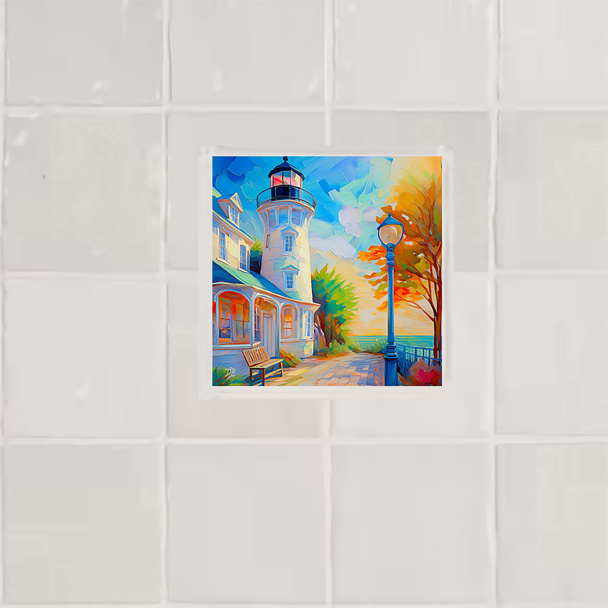 Key West Lighthouse at Golden Hour Ceramic Art Tile
