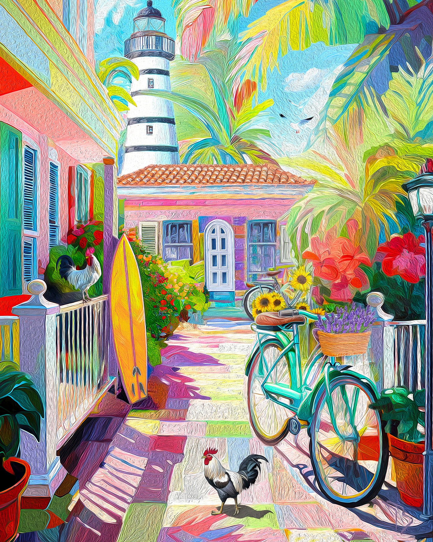 Key West Coastal Lighthouse Print: Canvas or Paper
