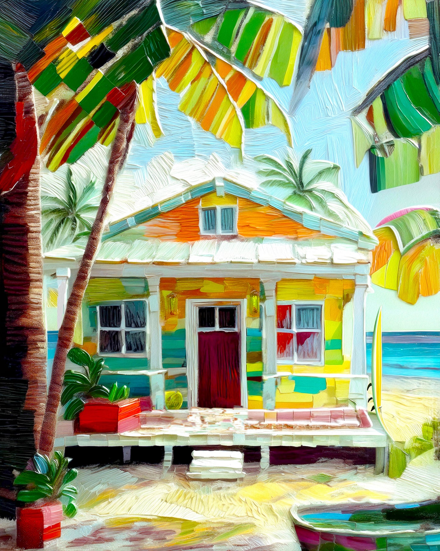 Key West Beachside Cottage Print: Canvas or Paper
