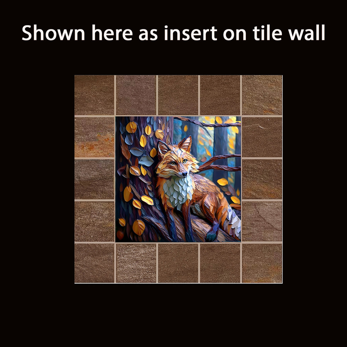 Autumn Fox in the Forest – Glossy Ceramic Art Tile