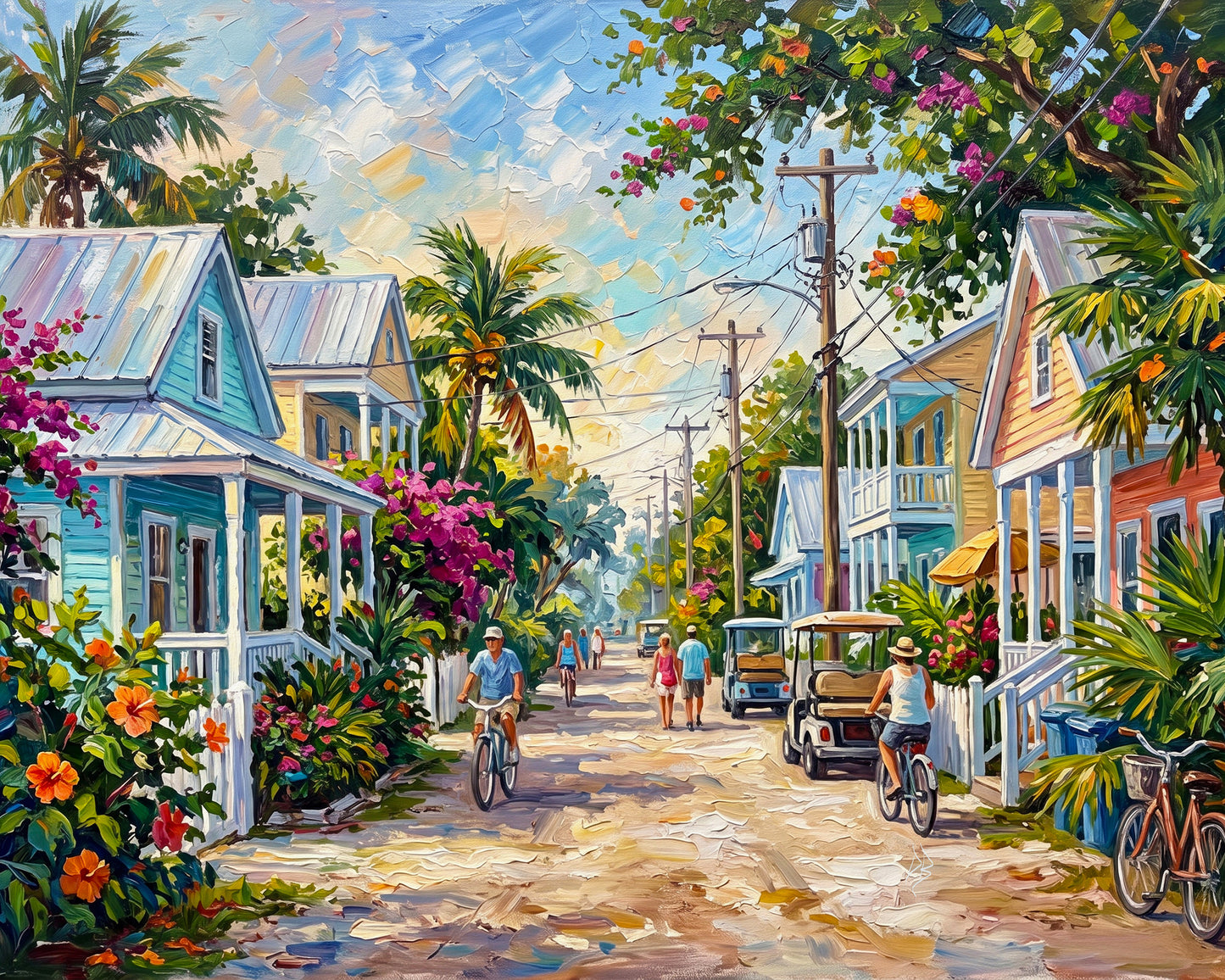 Key West Homes and Everyday Life Art: Canvas or Paper