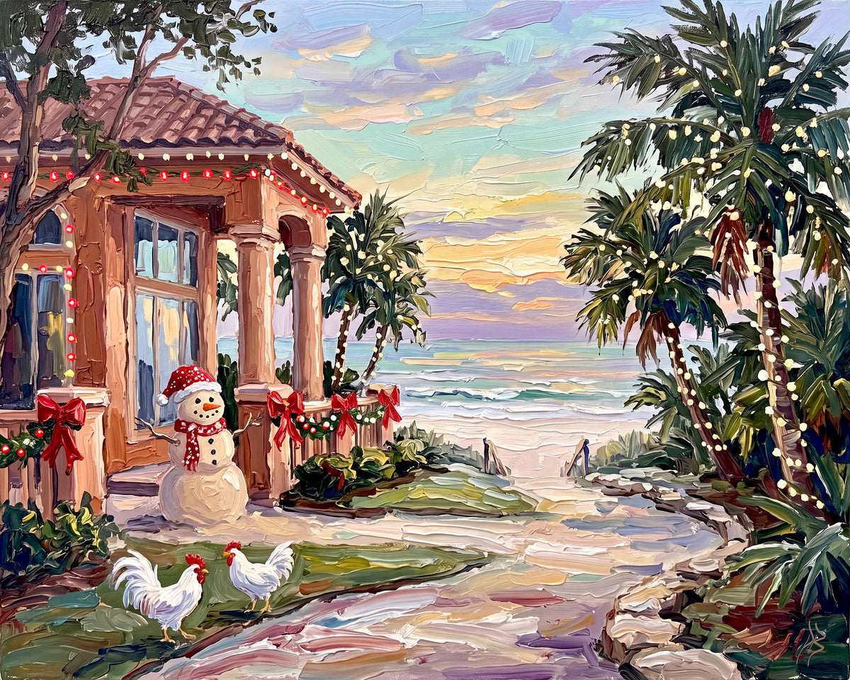 Key West Christmas Where the Palms Glow | Canvas or Paper Art Print