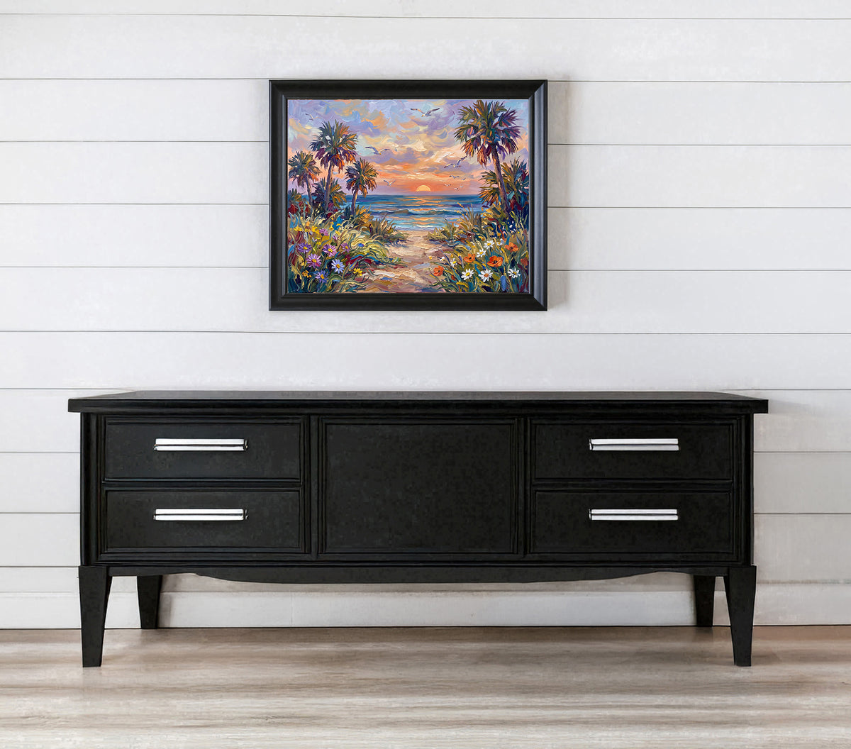 Where the Shore Beckons – Sunset Beach Path | Canvas or Paper Art Print