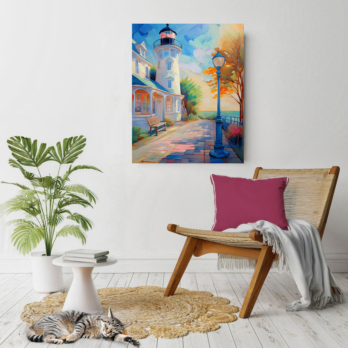 Florida Lighthouse Waterfront Promenade | Canvas or Paper Art Print