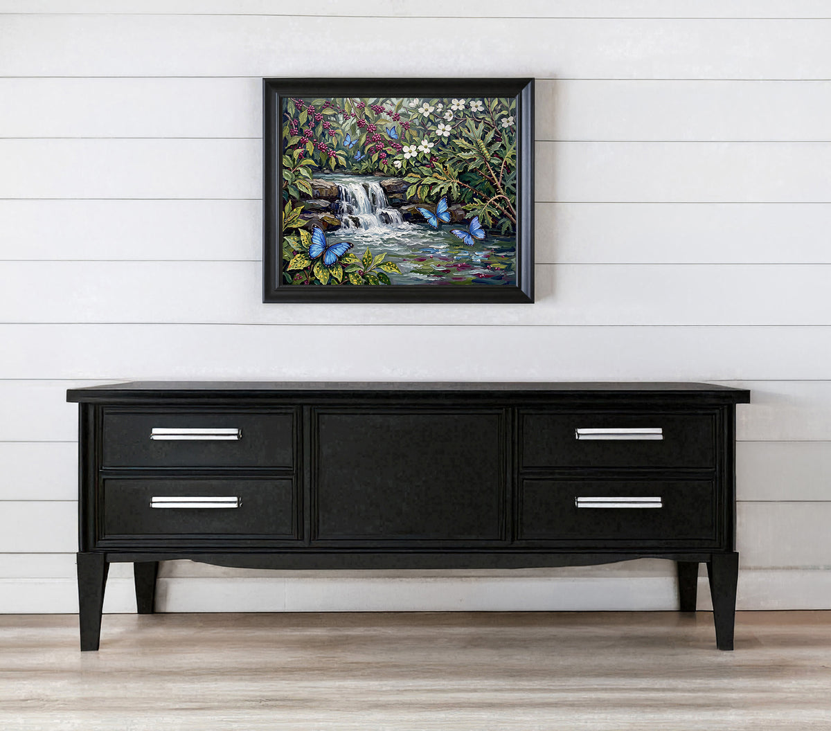 Azure Butterfly Garden | Canvas or Paper Art Print