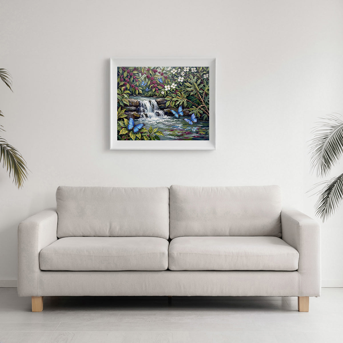 Azure Butterfly Garden | Canvas or Paper Art Print