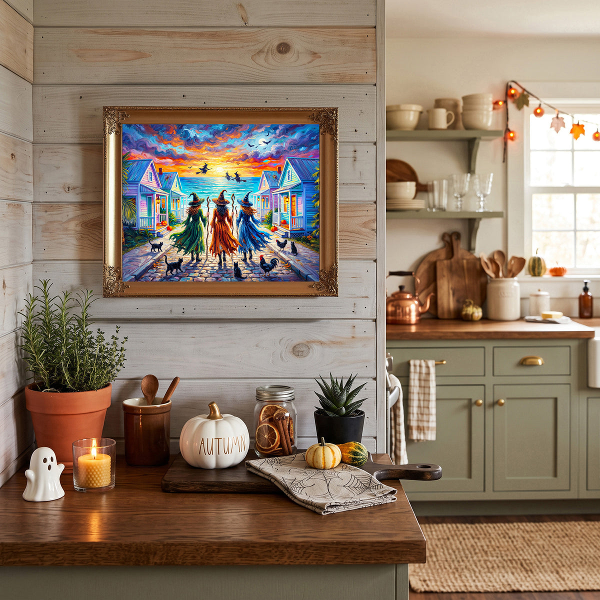 Key West Halloween Witches at Sunset | Canvas or Paper Art Print