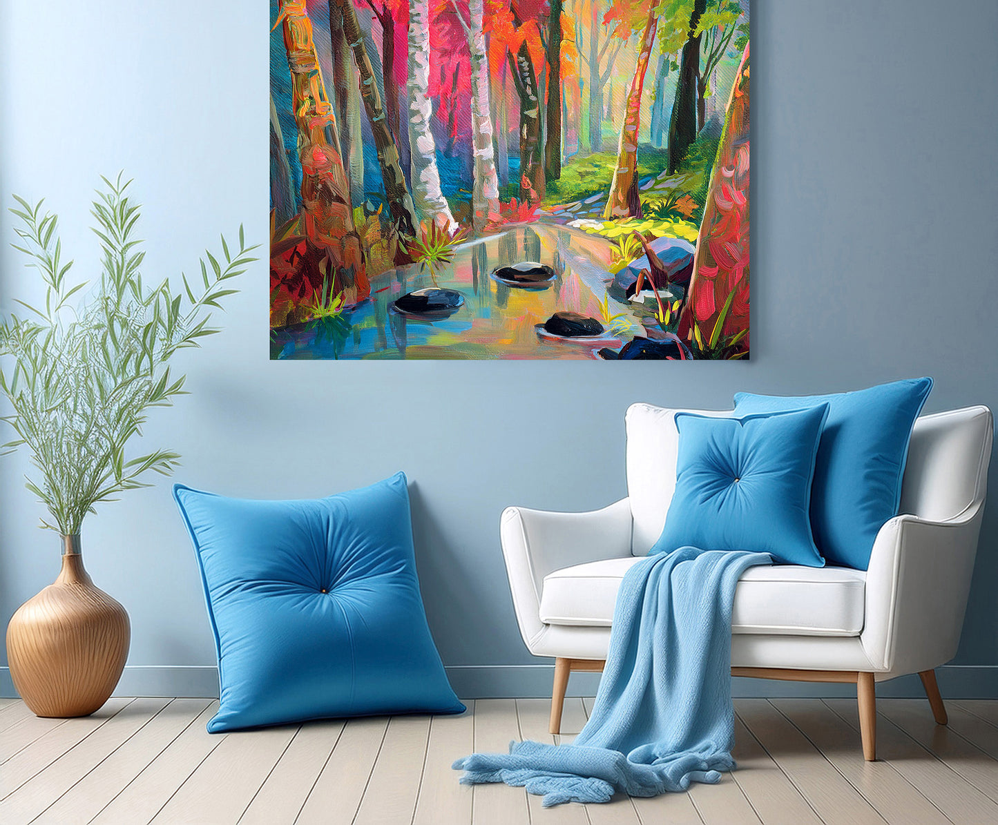 Misty Forest Stream Art Print | Canvas or Paper