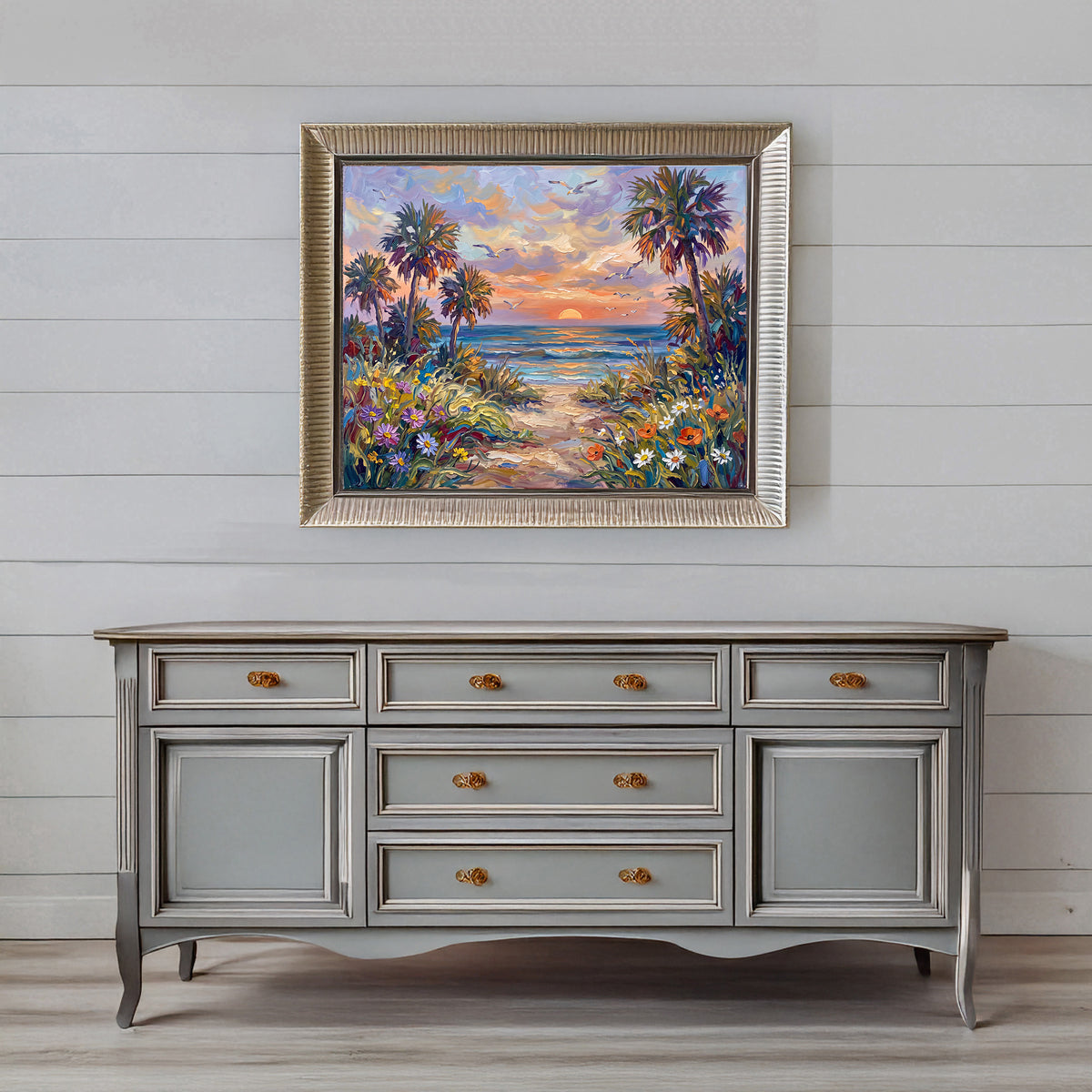 Where the Shore Beckons – Sunset Beach Path | Canvas or Paper Art Print