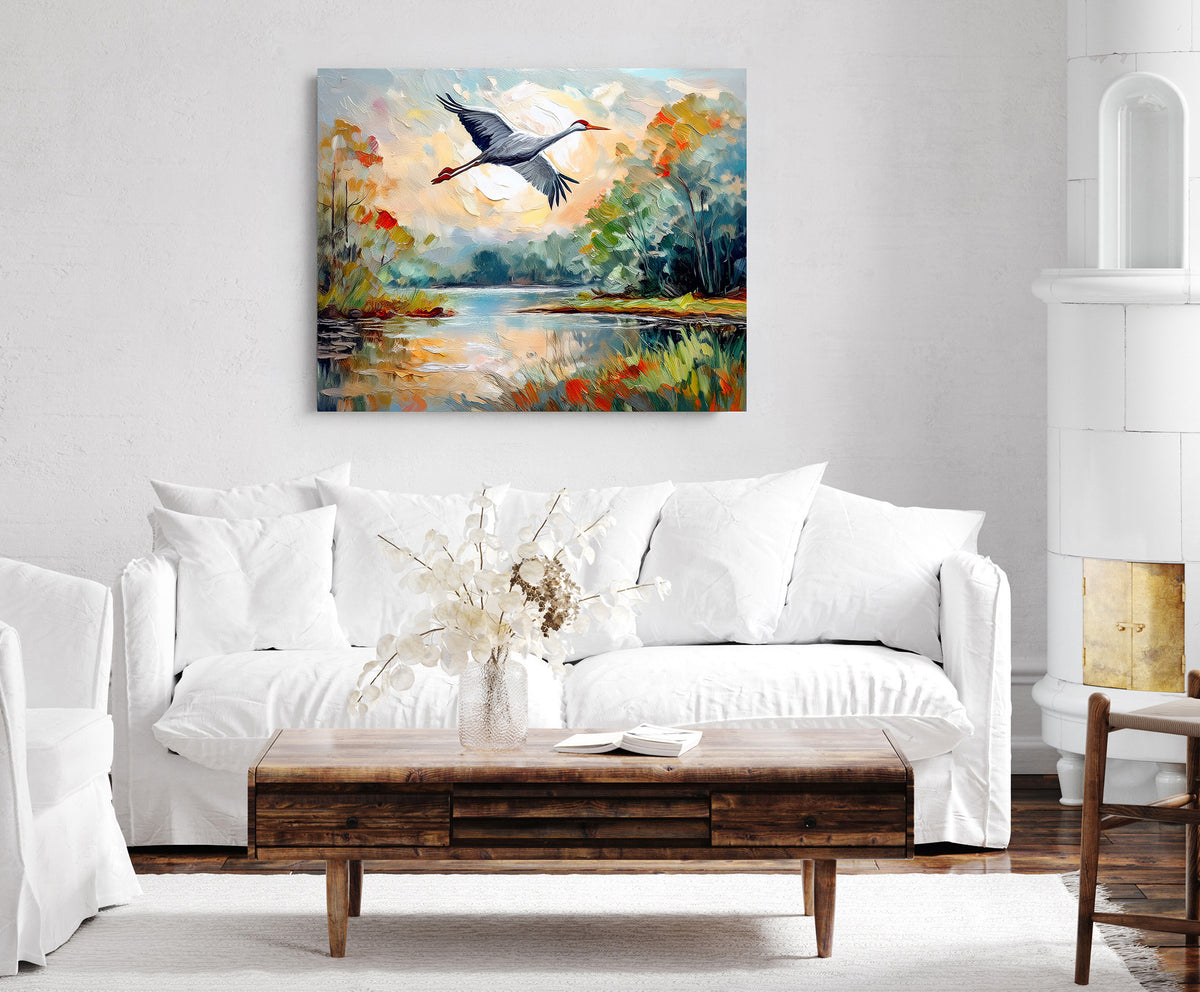 Florida Wetland Heron in Flight | Canvas or Paper Art Print