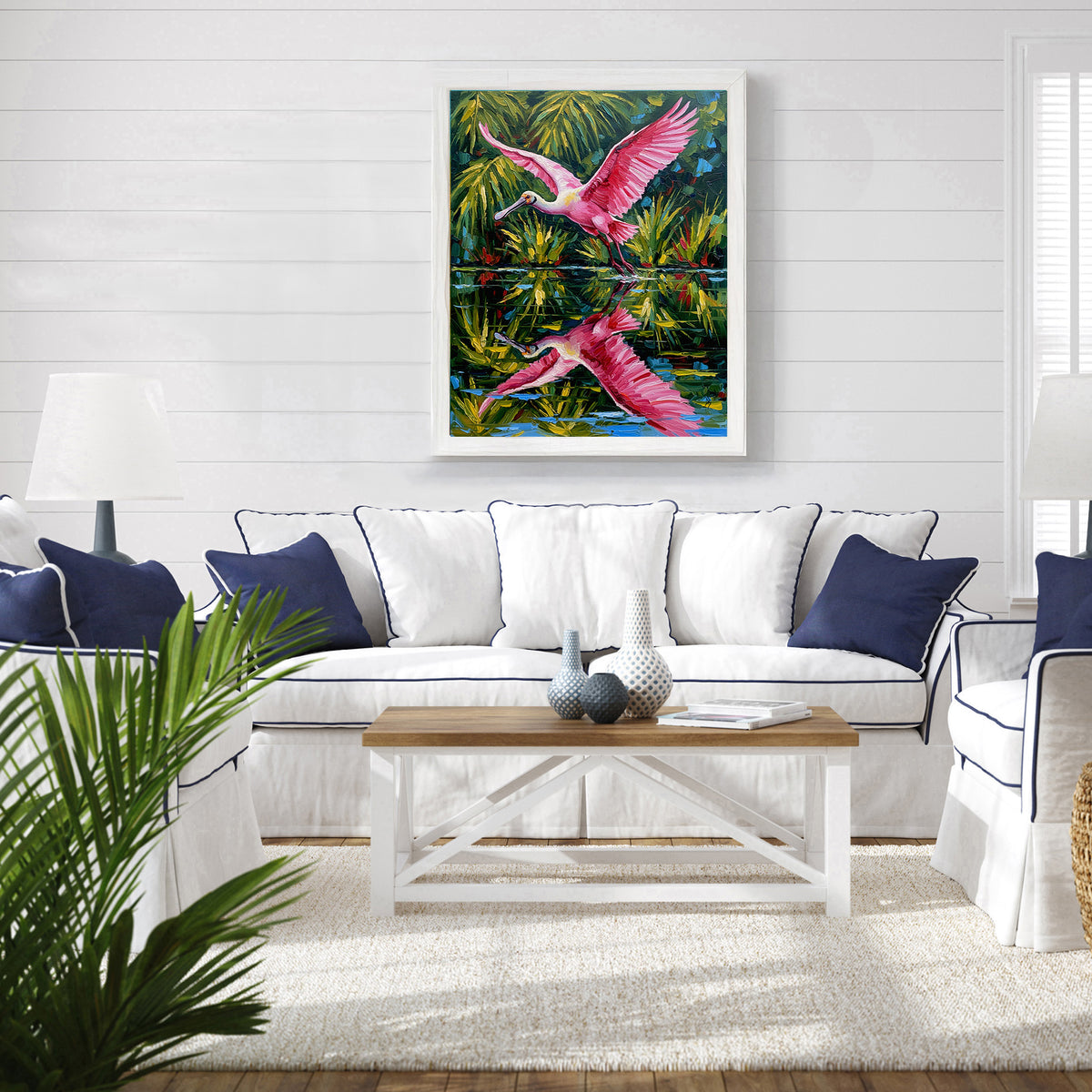 Roseate Spoonbill in Flight Over Tropical Wetlands | Canvas or Paper Art Print