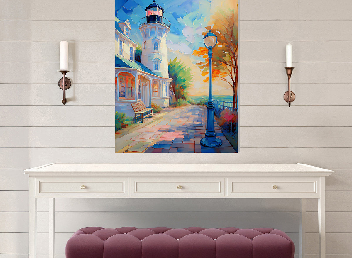 Florida Lighthouse Waterfront Promenade | Canvas or Paper Art Print