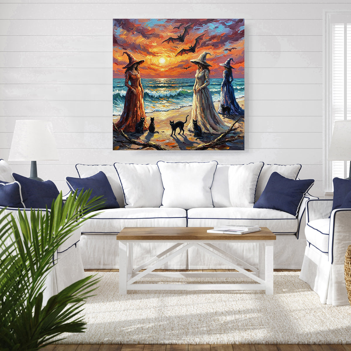 Three Witches by the Sea at Sunset | Canvas or Paper Art Print