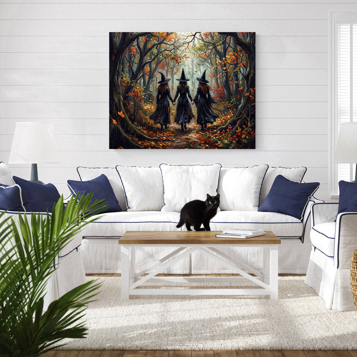 Three Witches in the Autumn Forest | Canvas or Paper Art Print