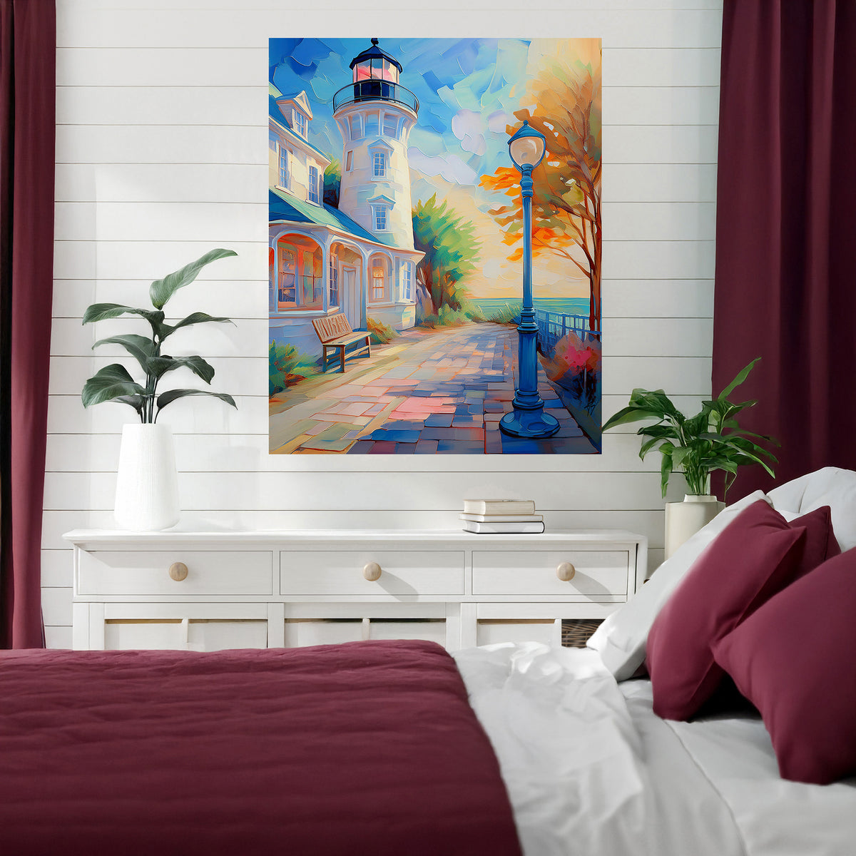 Florida Lighthouse Waterfront Promenade | Canvas or Paper Art Print