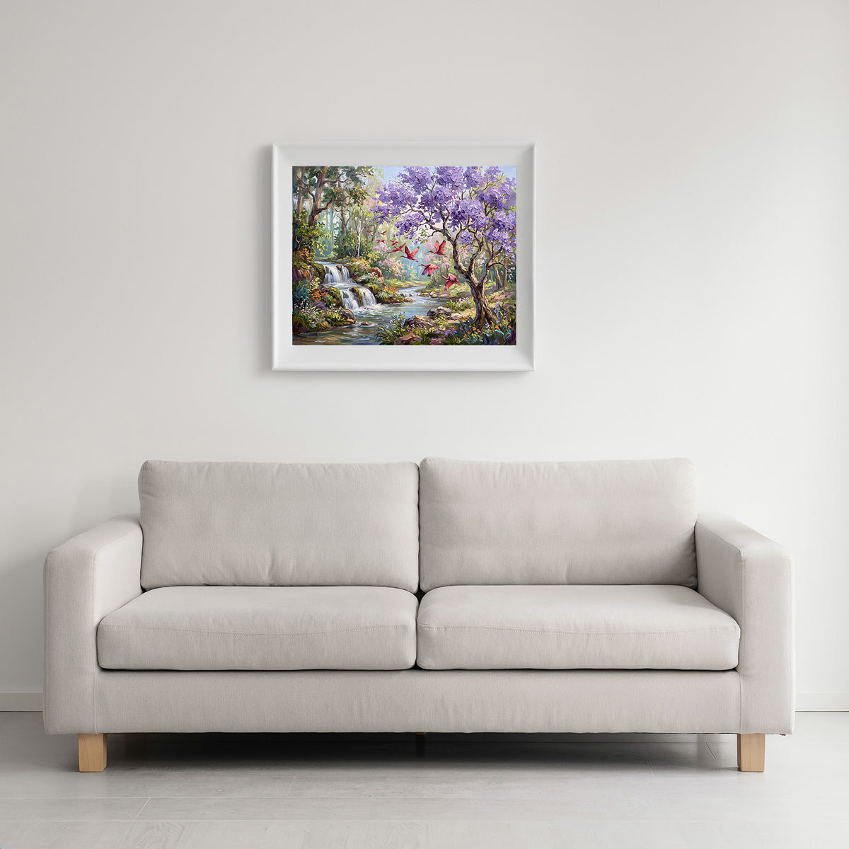 Scarlet Flight Through the Enchanted Garden | Canvas or Paper Art Print