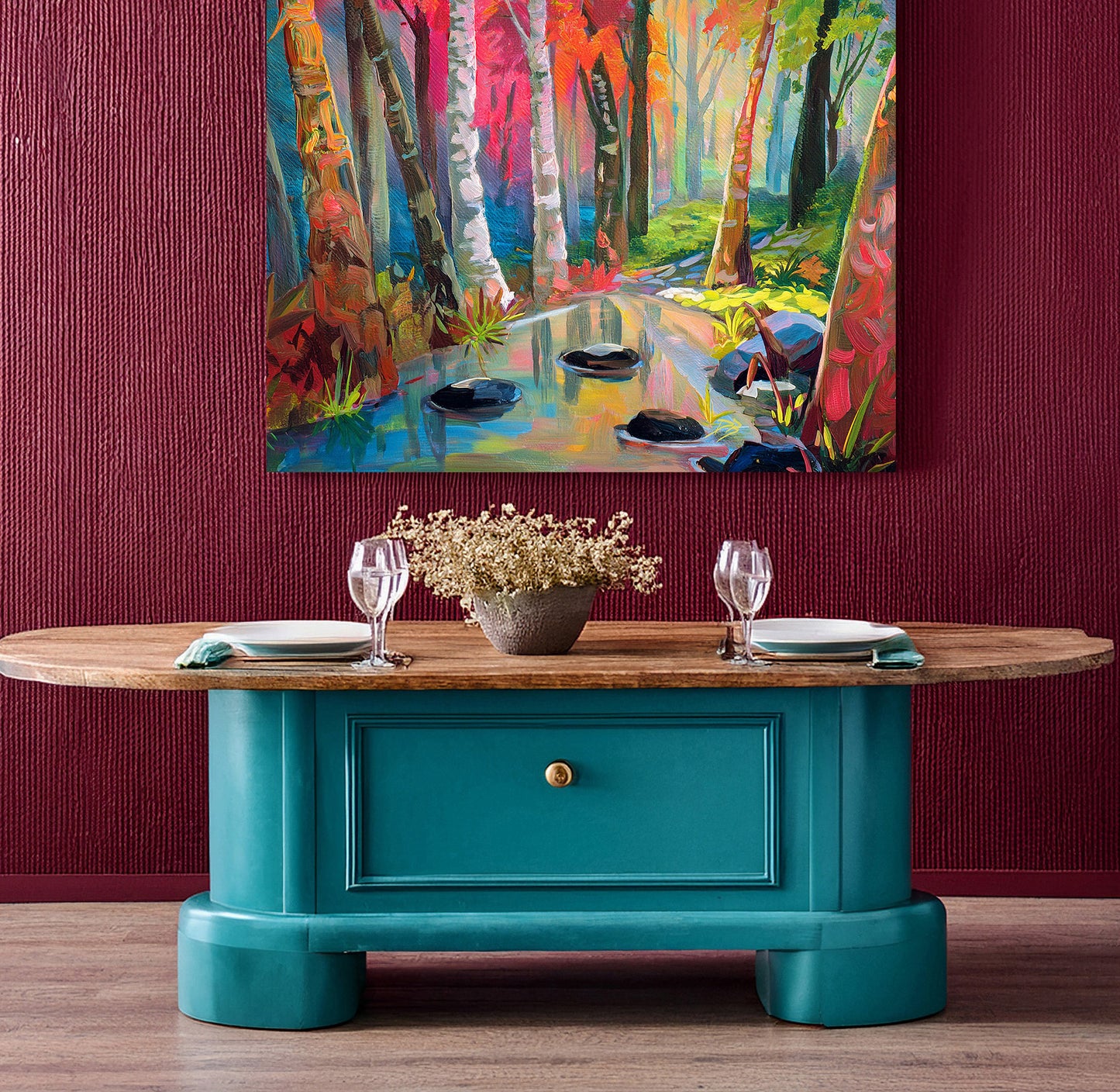 Misty Forest Stream Art Print | Canvas or Paper