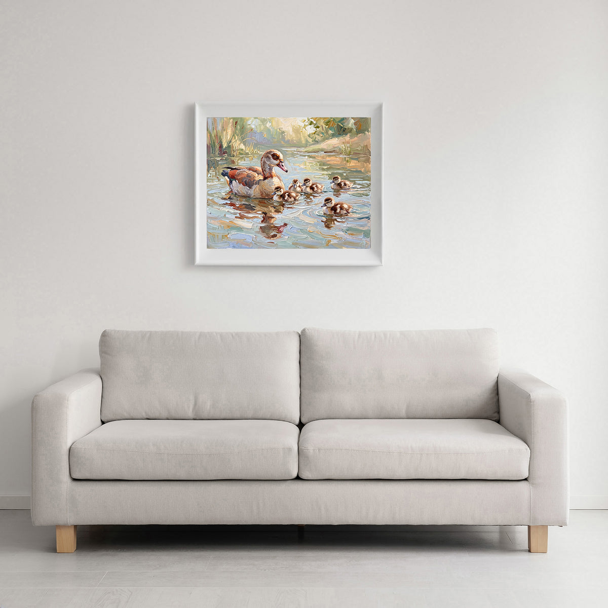 Together on the Water – Egyptian Goose & Goslings | Canvas or Paper Art Print