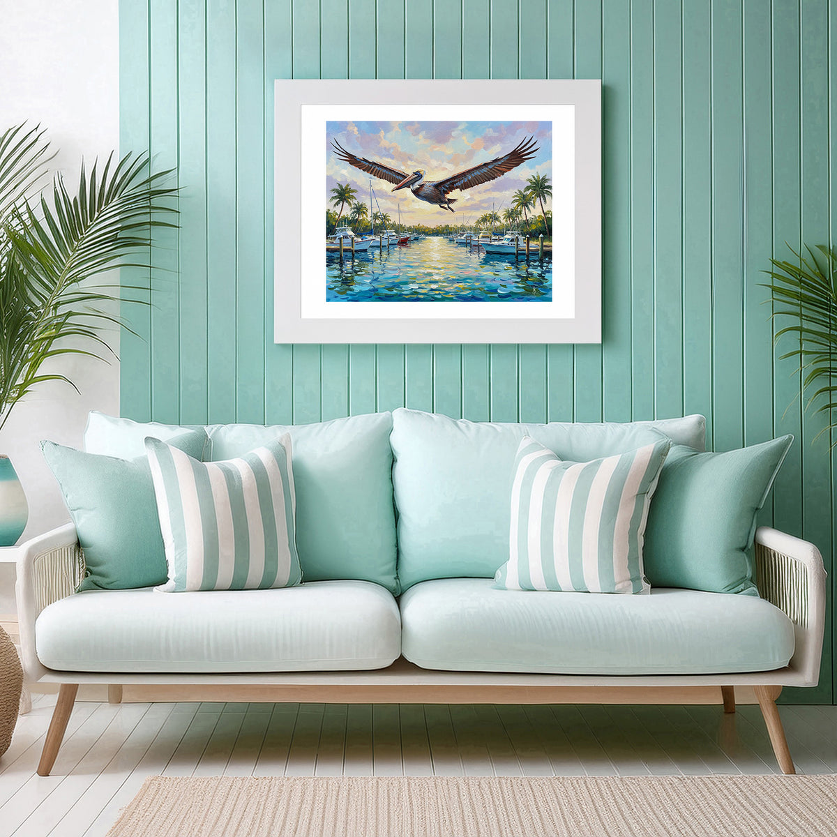 Brown Pelican Marina Fine Art Print | Florida Coastal Wildlife Art | Canvas or Paper
