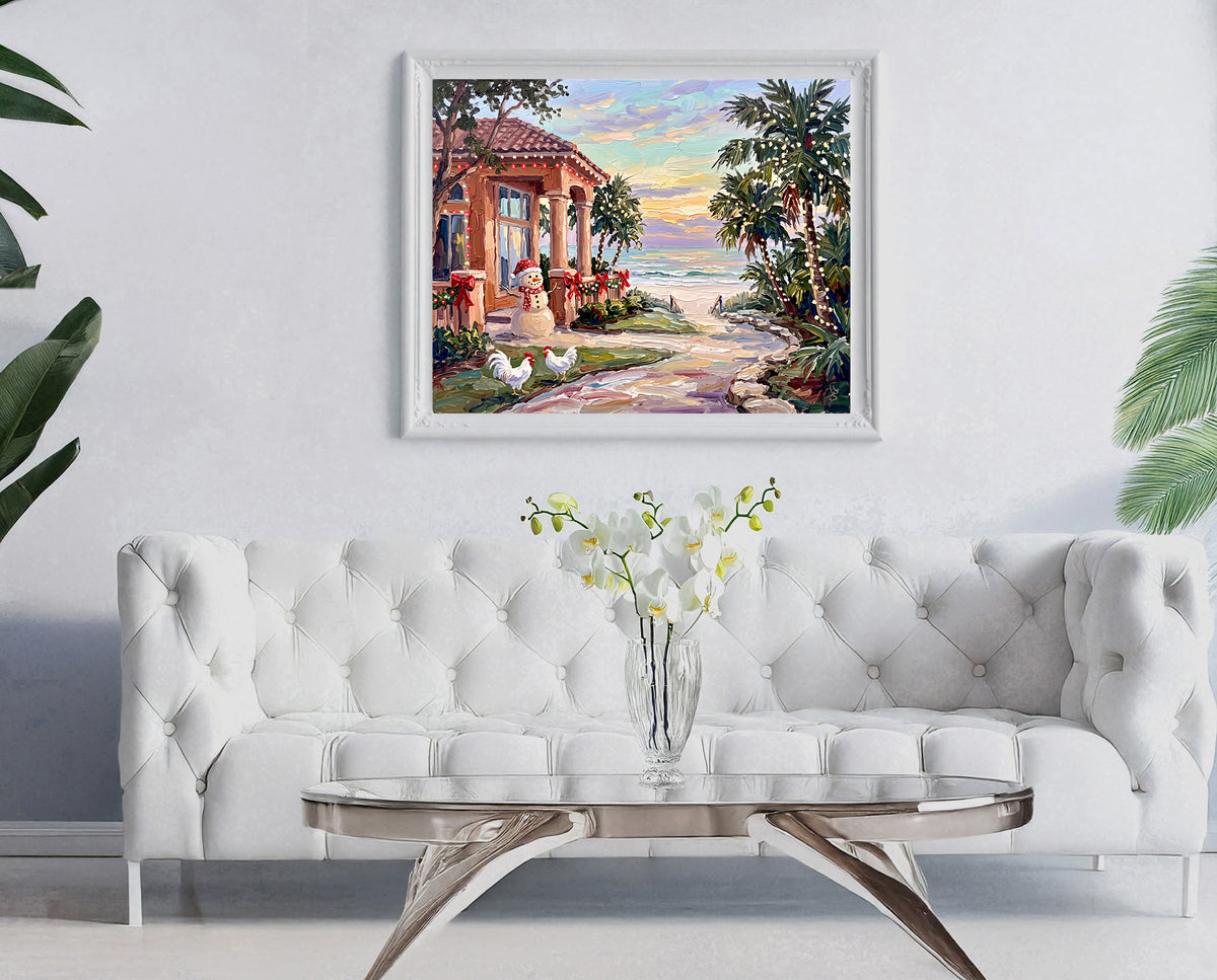 Key West Christmas Where the Palms Glow | Canvas or Paper Art Print