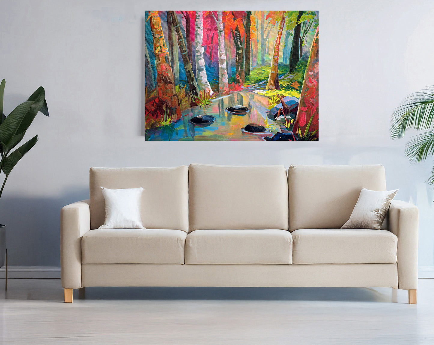 Misty Forest Stream Art Print | Canvas or Paper