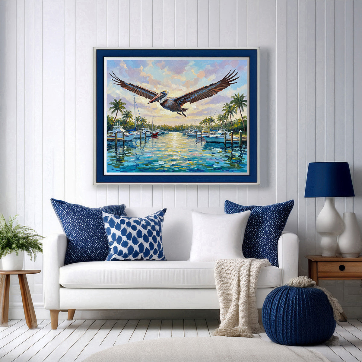 Brown Pelican Marina Fine Art Print | Florida Coastal Wildlife Art | Canvas or Paper