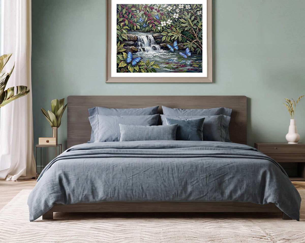 Azure Butterfly Garden | Canvas or Paper Art Print