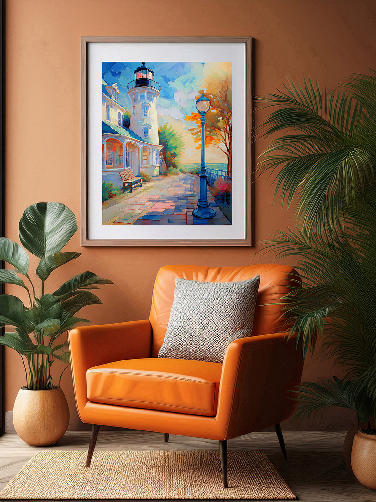 Florida Lighthouse Waterfront Promenade | Canvas or Paper Art Print