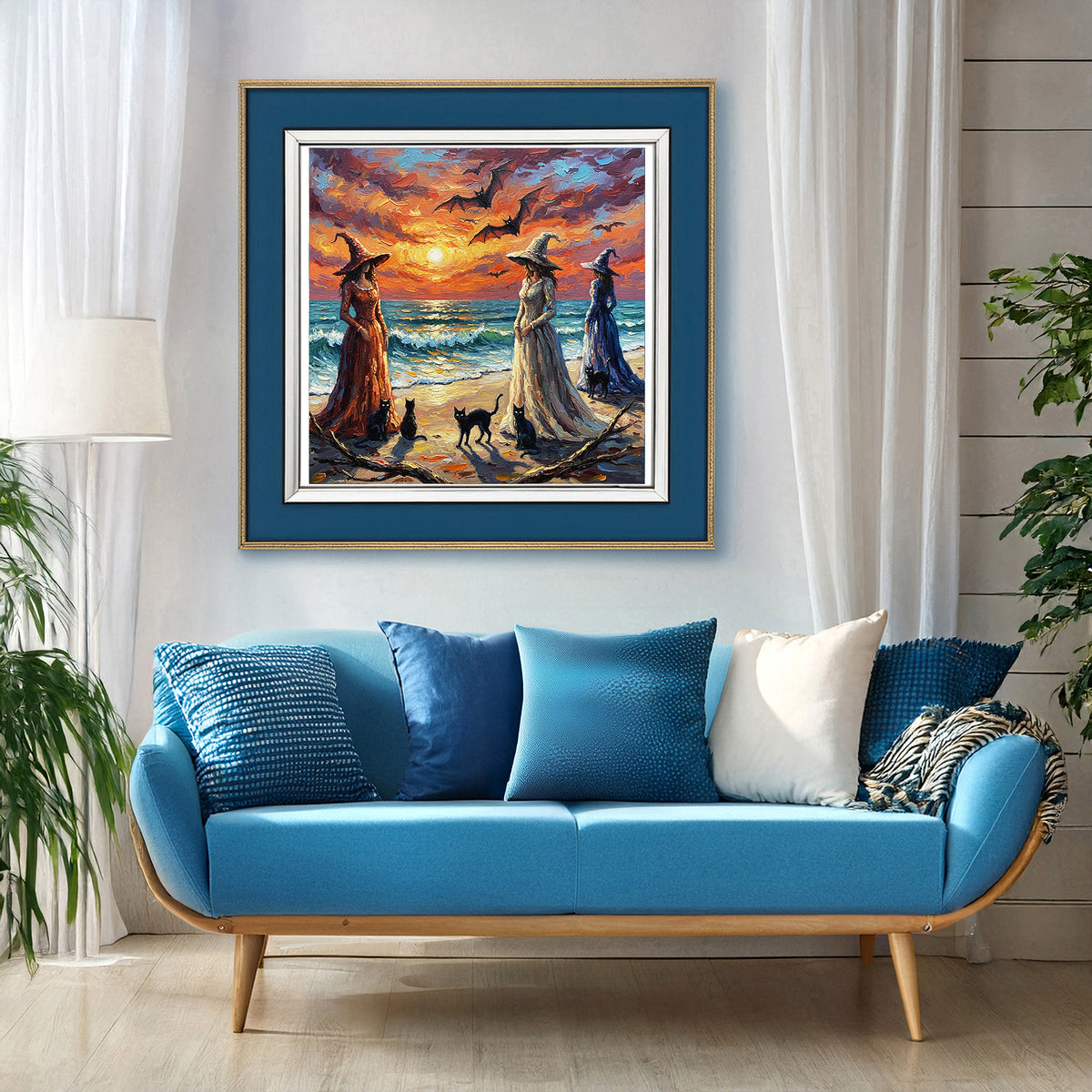 Three Witches by the Sea at Sunset | Canvas or Paper Art Print