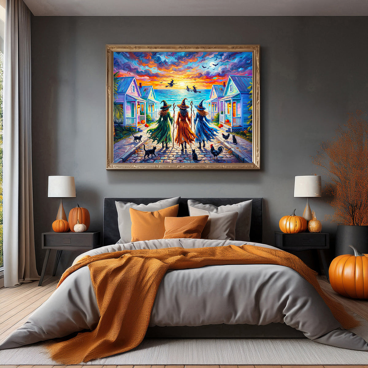 Key West Halloween Witches at Sunset | Canvas or Paper Art Print
