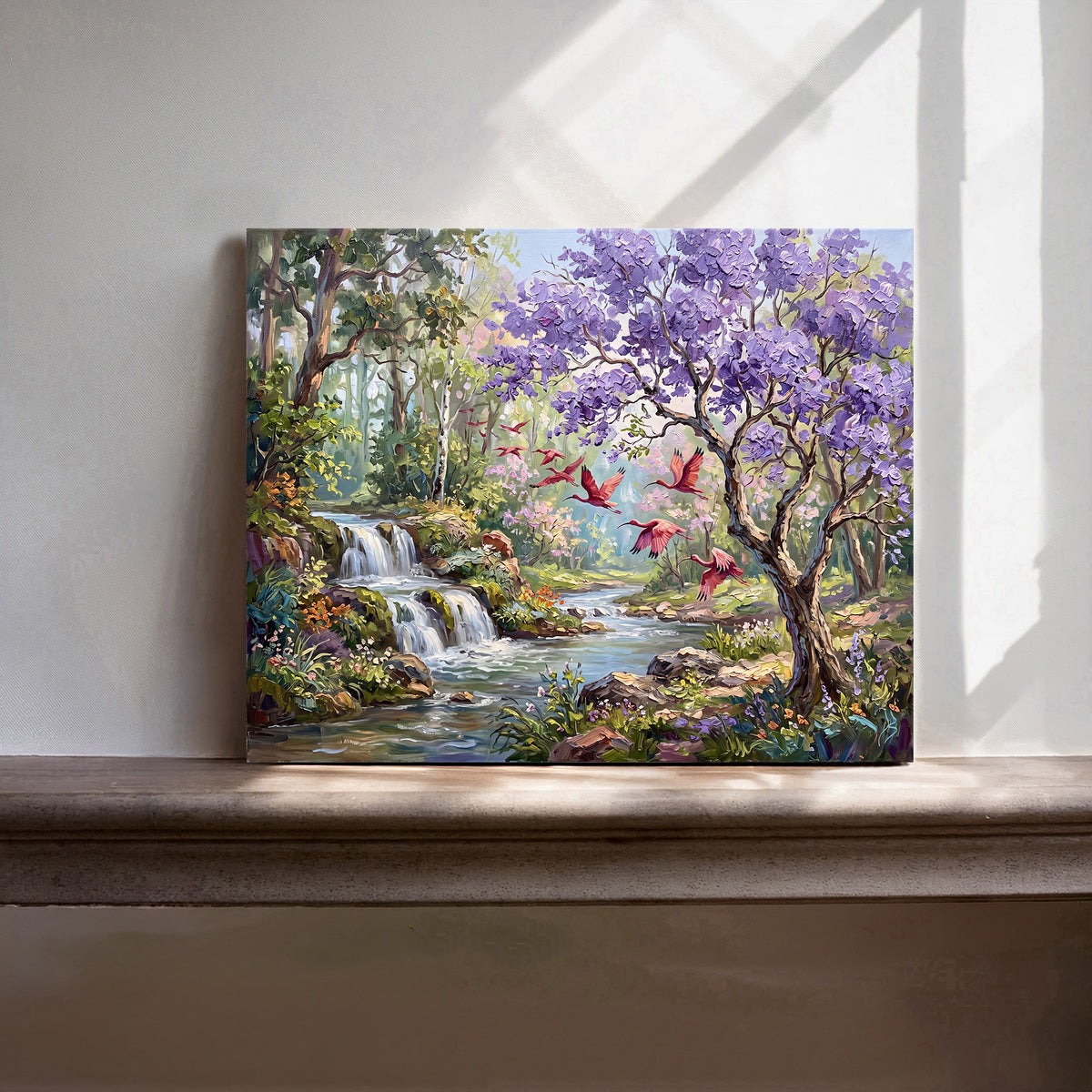 Scarlet Flight Through the Enchanted Garden | Canvas or Paper Art Print