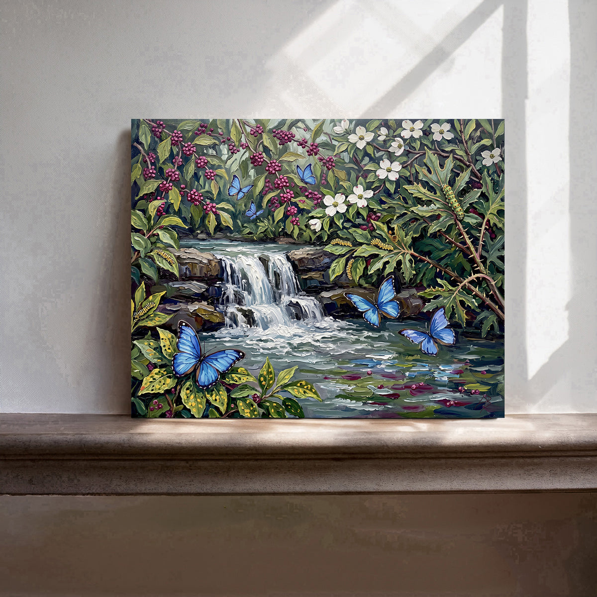 Azure Butterfly Garden | Canvas or Paper Art Print