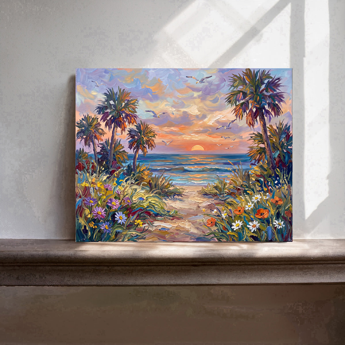 Where the Shore Beckons – Sunset Beach Path | Canvas or Paper Art Print