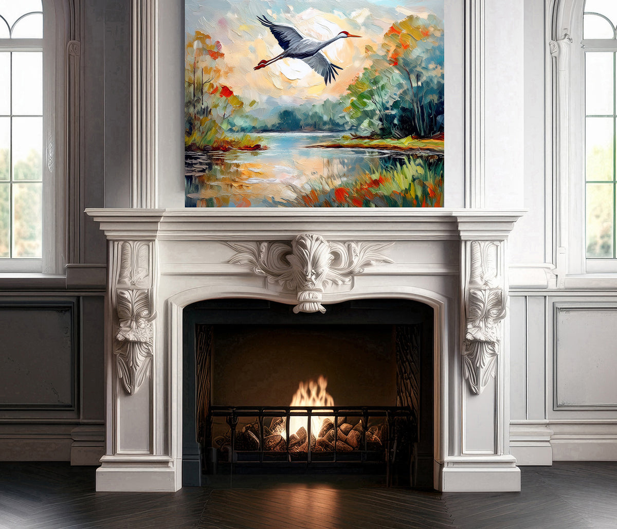 Florida Wetland Heron in Flight | Canvas or Paper Art Print