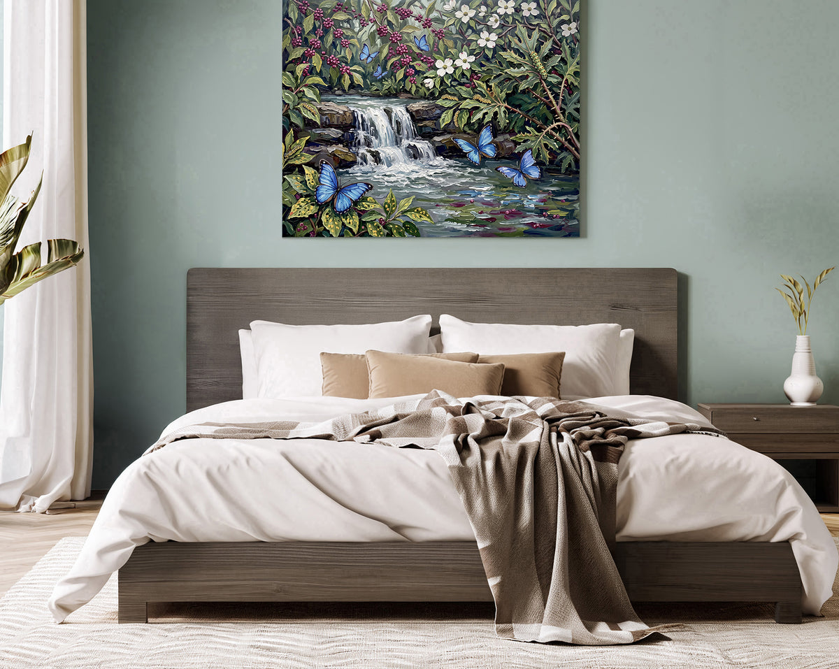 Azure Butterfly Garden | Canvas or Paper Art Print