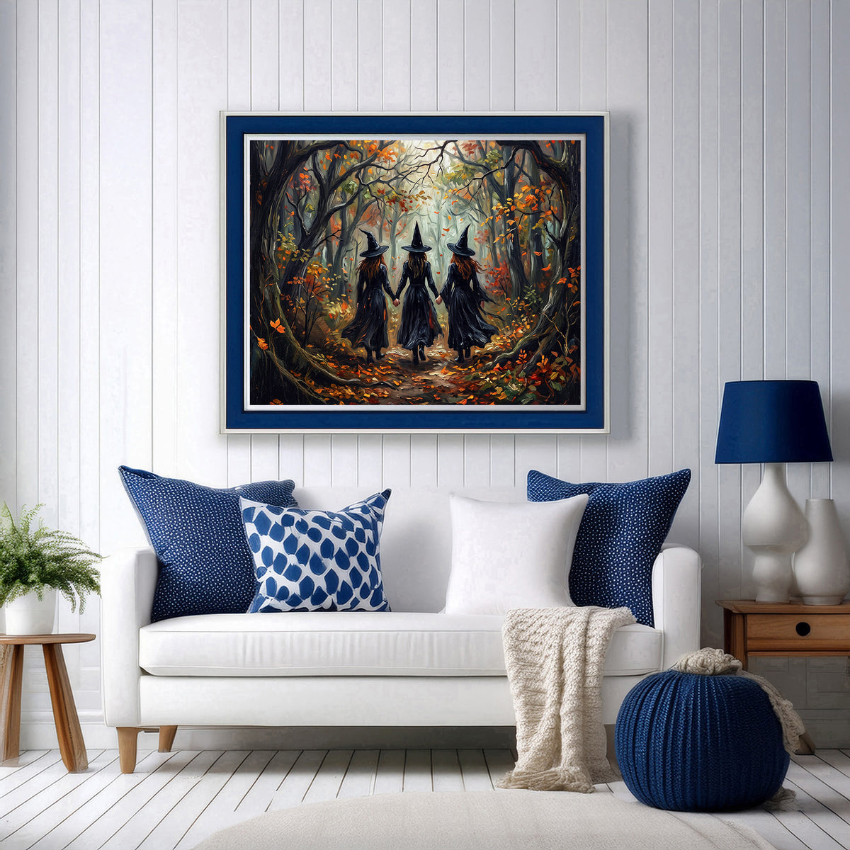 Three Witches in the Autumn Forest | Canvas or Paper Art Print