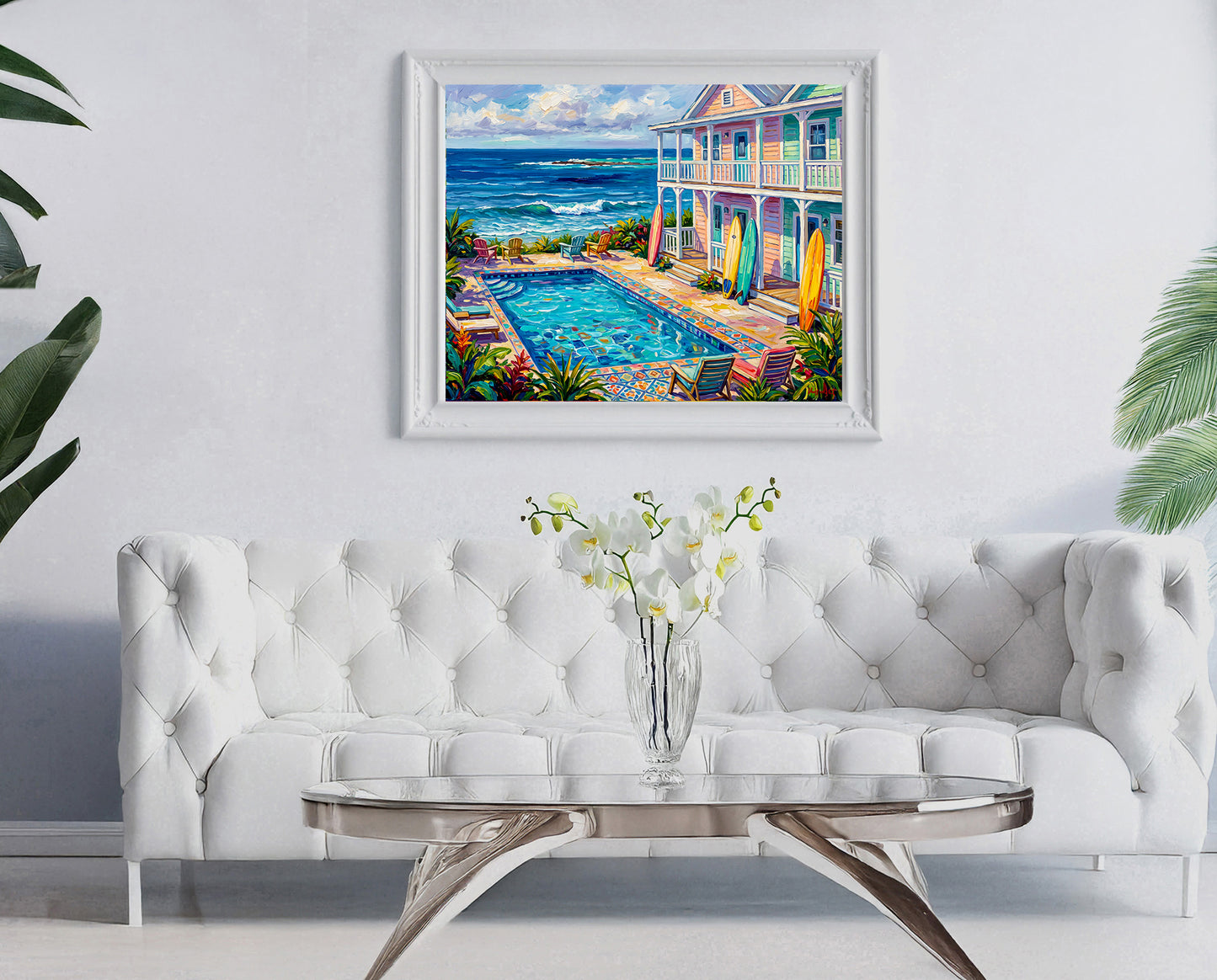 Key West Oceanfront Conch Mansion with Pool & Surfboards | Canvas or Paper Art Print