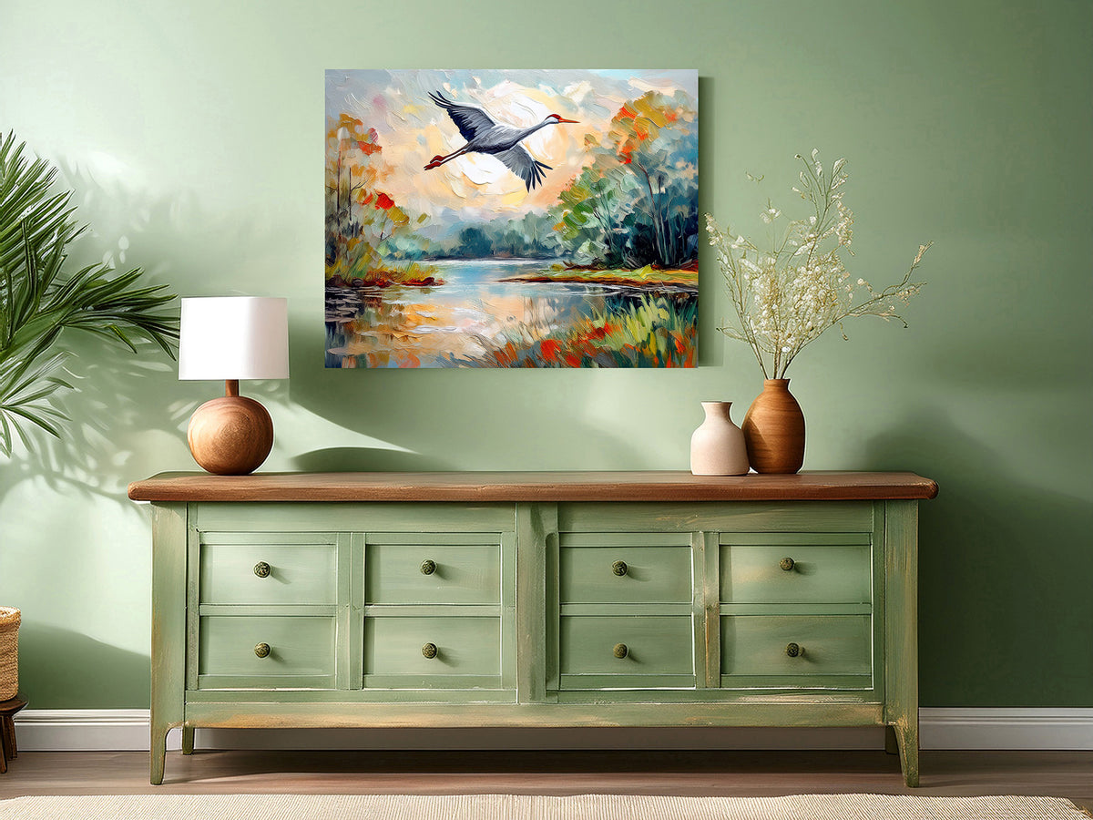 Florida Wetland Heron in Flight | Canvas or Paper Art Print