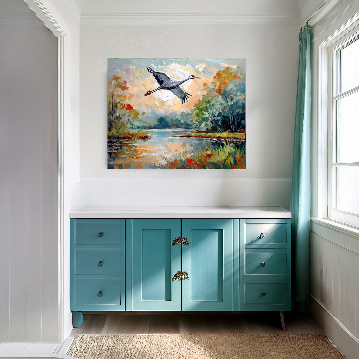 Florida Wetland Heron in Flight | Canvas or Paper Art Print