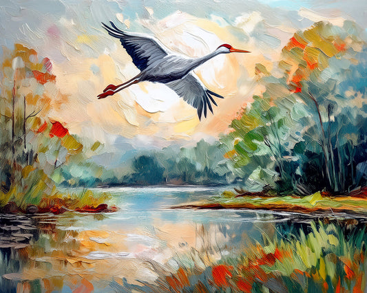 Florida Wetland Heron in Flight | Canvas or Paper Art Print