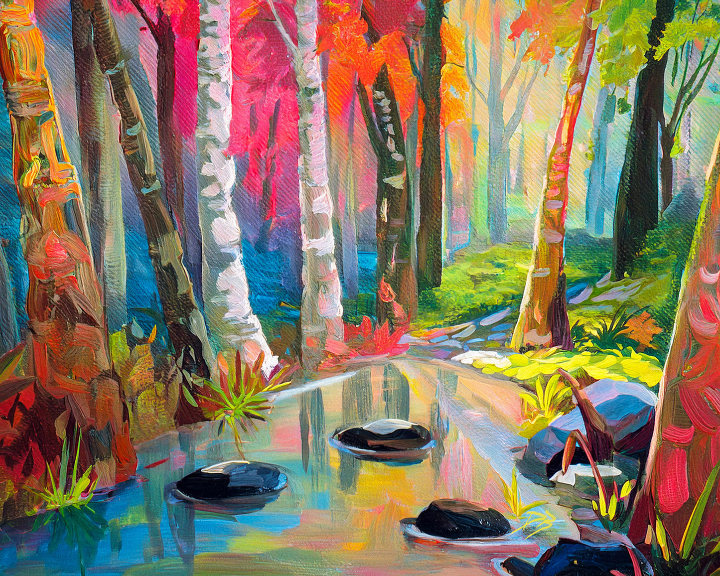 Misty Forest Stream Art Print | Canvas or Paper