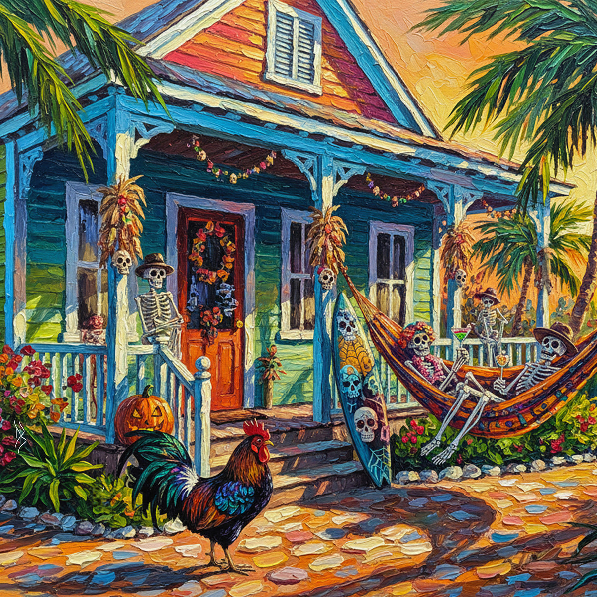 Key West Halloween Skeleton Party at Conch Cottage | Ceramic Art Tile