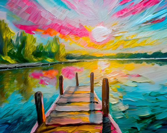 Vibrant Sunset at the Key West Dock Print: Canvas or Paper
