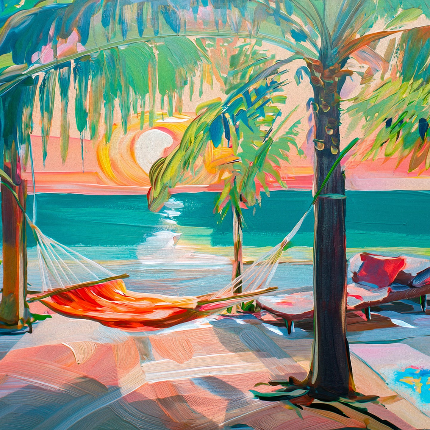 Key West Sunset Hammock on the Beach Ceramic Art Tile