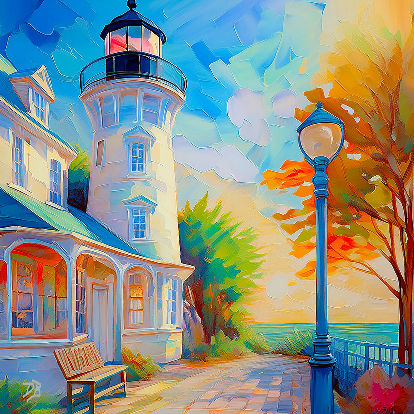Key West Lighthouse at Golden Hour Ceramic Art Tile