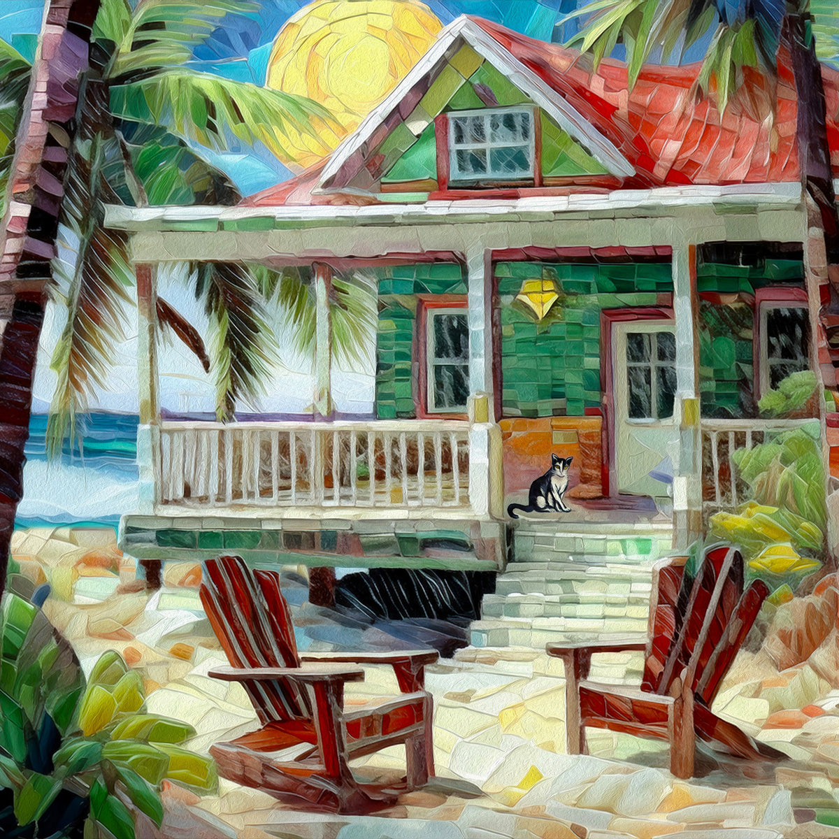 Key West Beach House Cottage Ceramic Art Tile