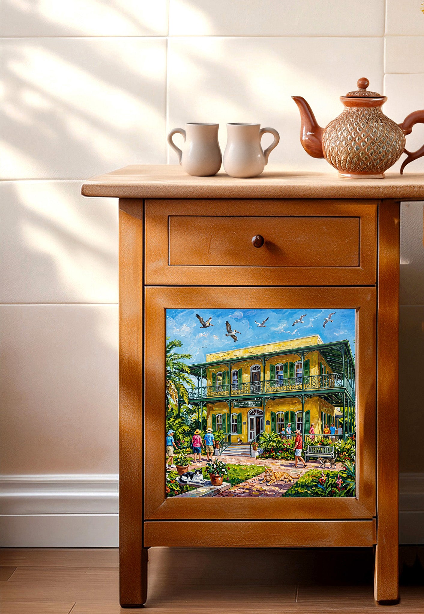 Key West Hemingway Home & Museum with Polydactyl Cats Ceramic Art Tile